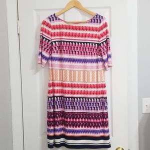 3/4 sleeve printed dress